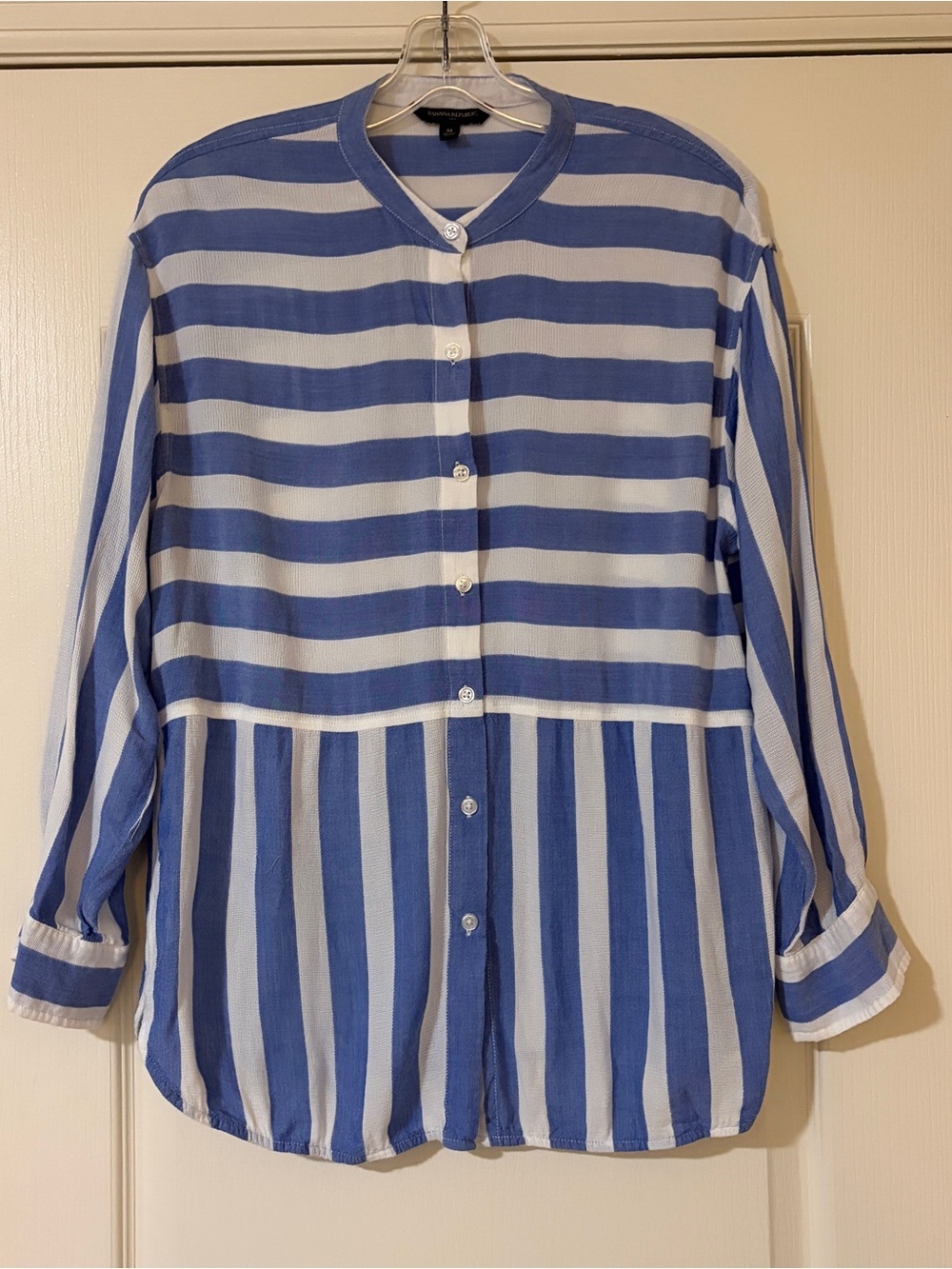 Banana Republic Blue and White Striped Button-Down Shirt
